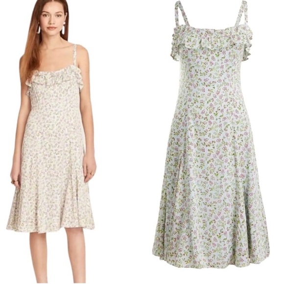 New NWOT J. Crew Silk Floral Ruffle Dress Sz 14 - Picture 2 of 14
